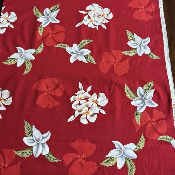 Hawaiian Fabric Hibiscus Cotton Fabric Tropical Fabric Hoffman BBTC939 2yd x 45" - Picture 2 of 3
